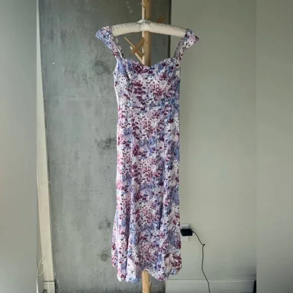 Reformation Bryson Midi Dress Morning Dew Purple Pink Size 4 - Picture 5 of 7